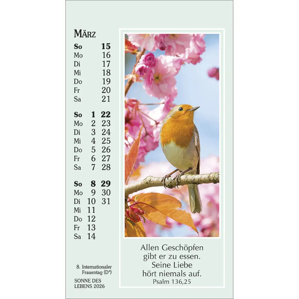 Bild: 9783754892060 | Sonne des Lebens 2026 | Mini-Kalender mit Bibelworten und Farbfotos