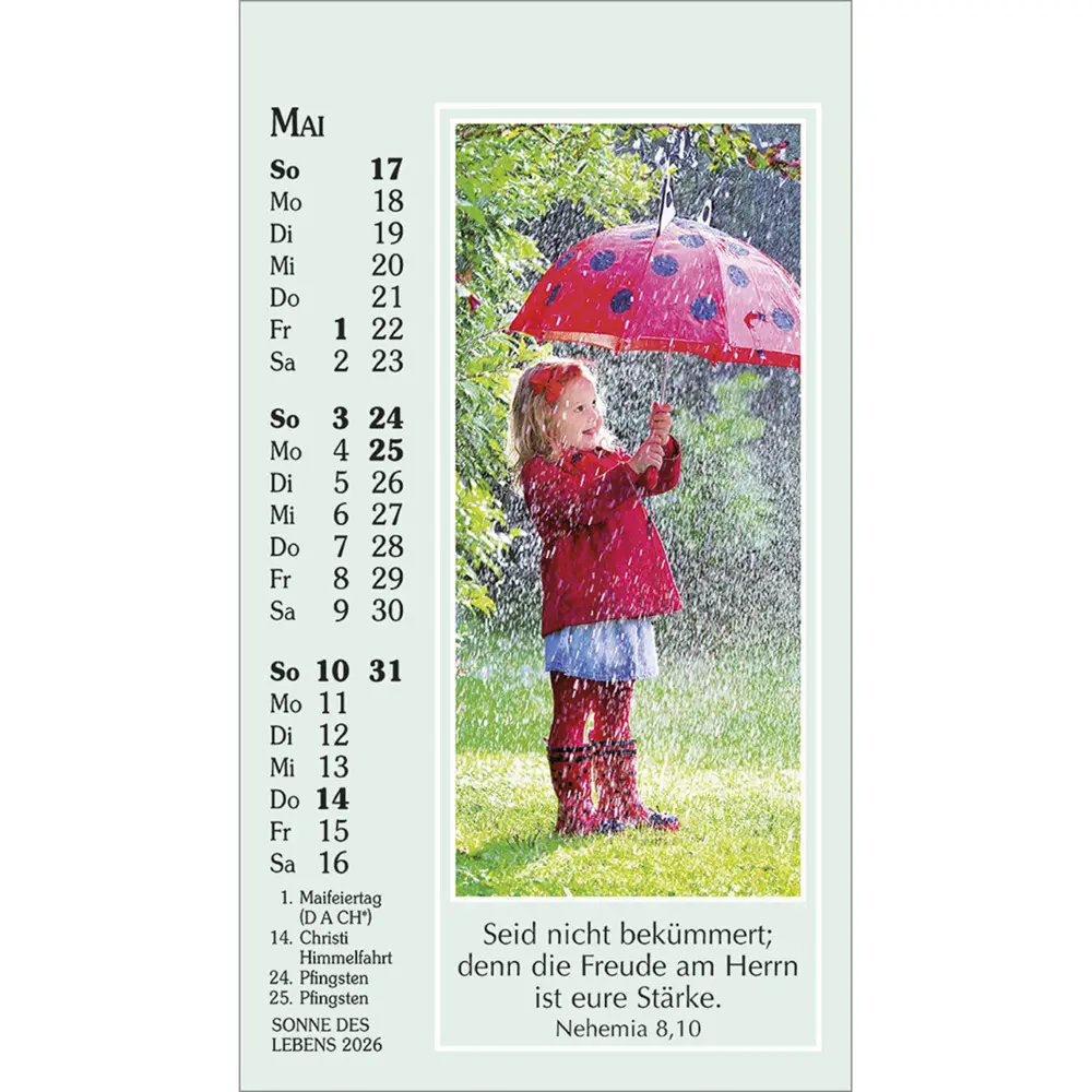 Bild: 9783754892060 | Sonne des Lebens 2026 | Mini-Kalender mit Bibelworten und Farbfotos