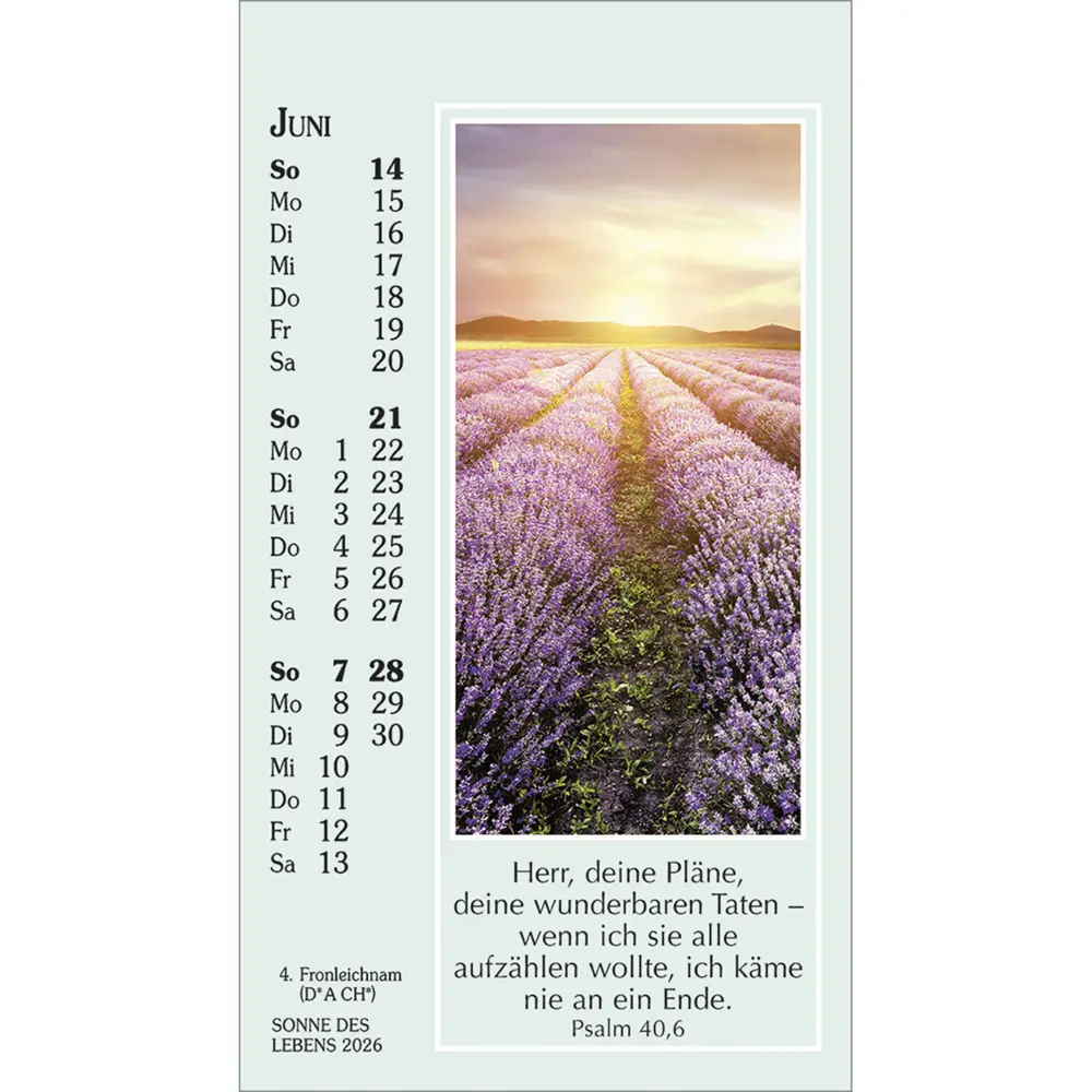 Bild: 9783754892060 | Sonne des Lebens 2026 | Mini-Kalender mit Bibelworten und Farbfotos