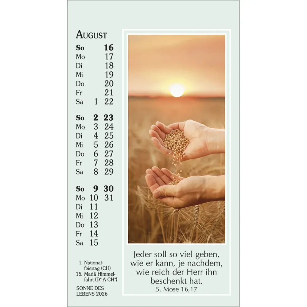 Bild: 9783754892060 | Sonne des Lebens 2026 | Mini-Kalender mit Bibelworten und Farbfotos