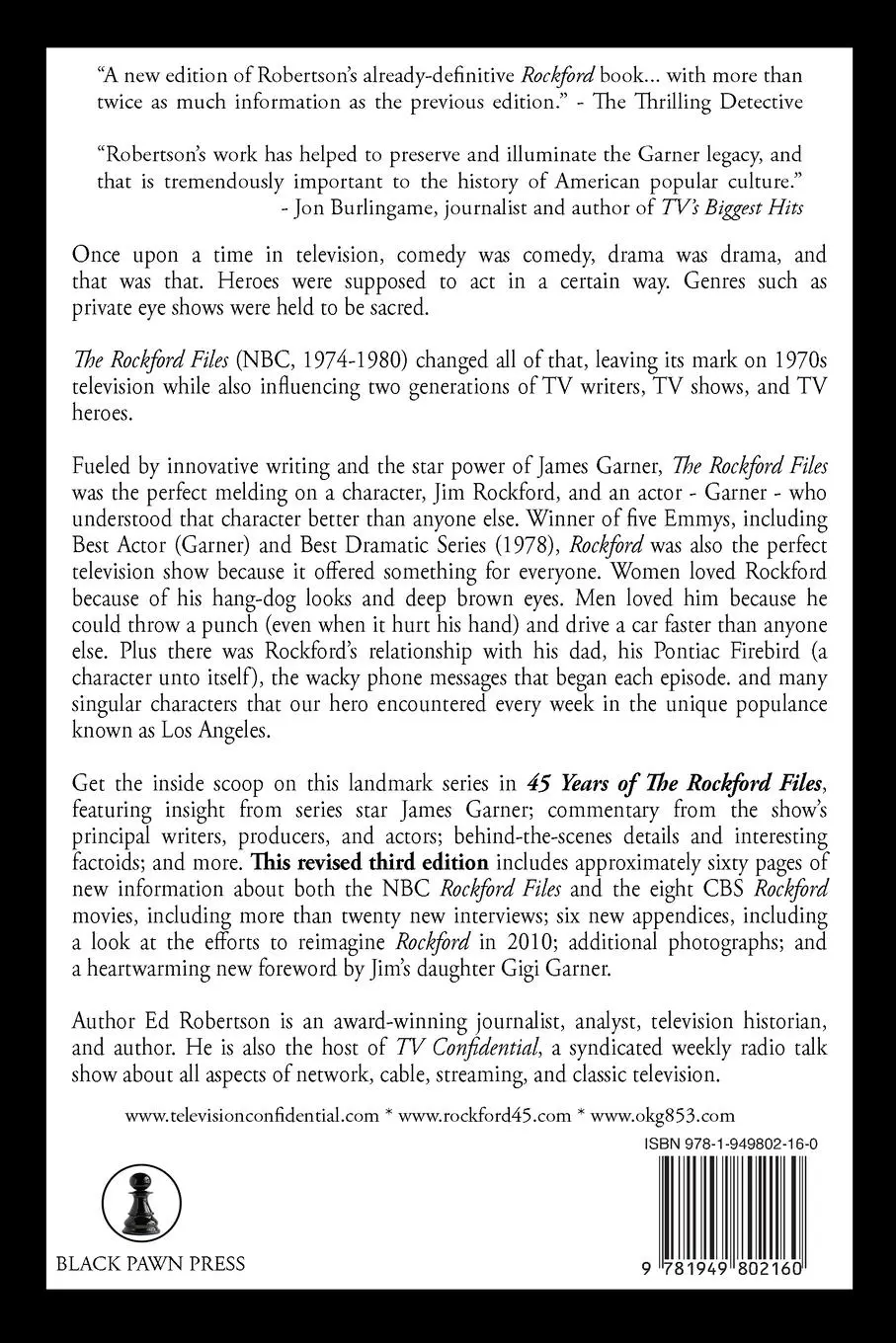 Rückseite: 9781949802160 | 45 Years of The Rockford Files | Ed Robertson | Taschenbuch | Englisch