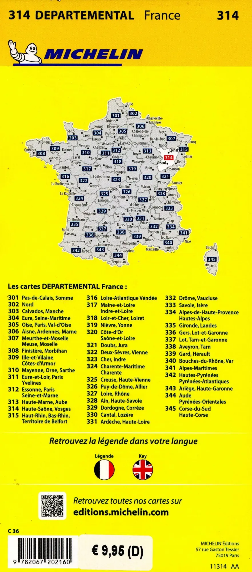 Bild: 9782067202160 | Michelin Vogesen | Straßen- und Tourismuskarte 1:150.000 | 1 S. | 2024