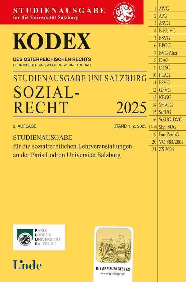 Cover: 9783707352160 | KODEX Studienausgabe Sozialrecht Salzburg 2025 | Werner Doralt | Buch