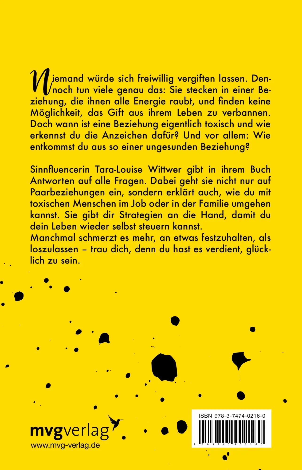 Rückseite: 9783747402160 | Du bist Gift für mich | Tara-Louise Wittwer | Taschenbuch | 208 S.