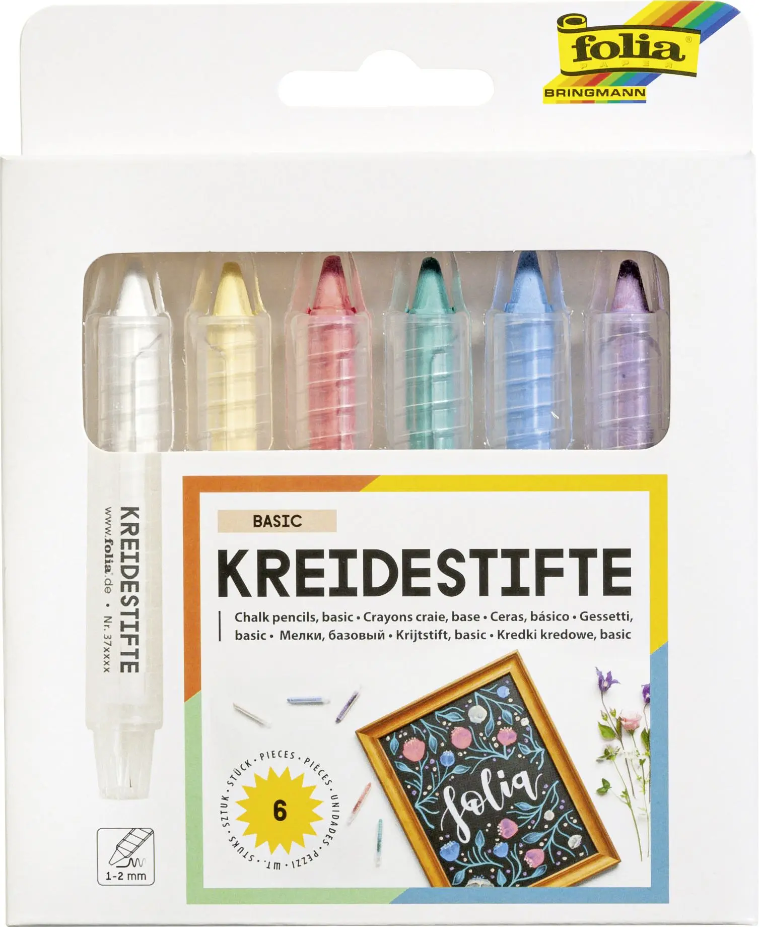 Cover: 4001868102260 | Folia Kreidestifte Set BASIC, 6 Kreidestifte, farbig sortiert | 370609