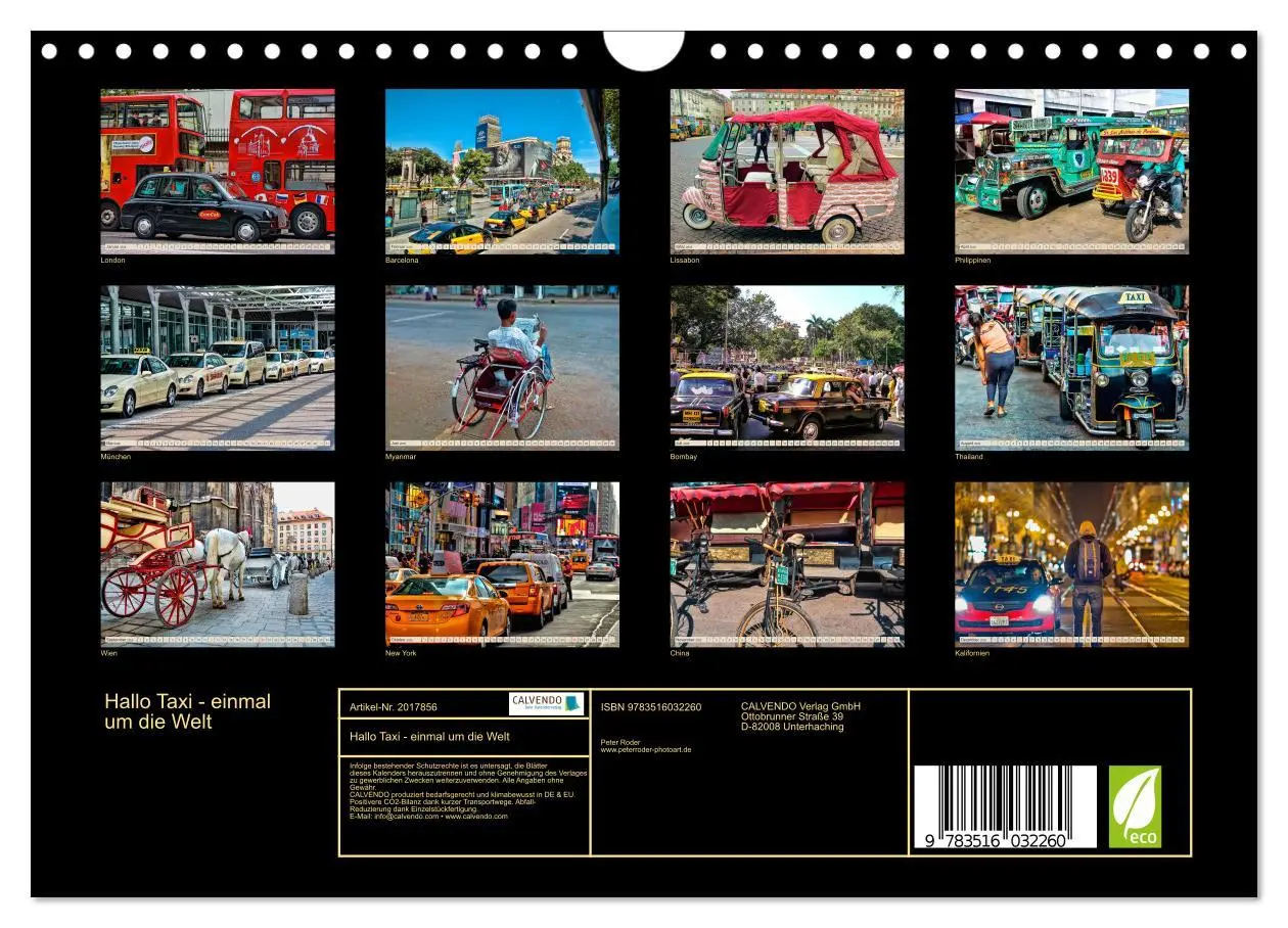 Bild: 9783516032260 | Hallo Taxi - einmal um die Welt (Wandkalender 2026 DIN A4 quer),...