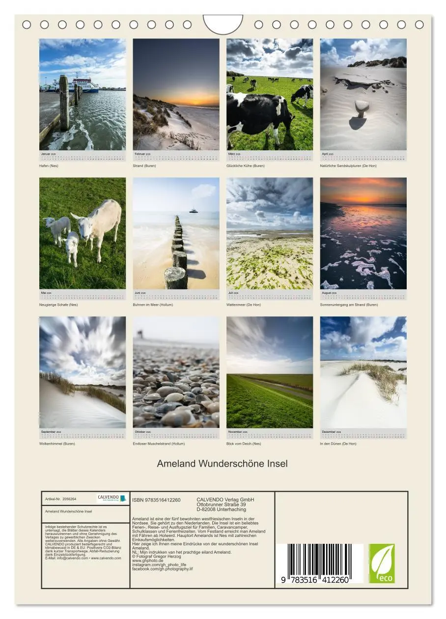 Bild: 9783516412260 | Ameland Wunderschöne Insel (Wandkalender 2026 DIN A4 hoch),...