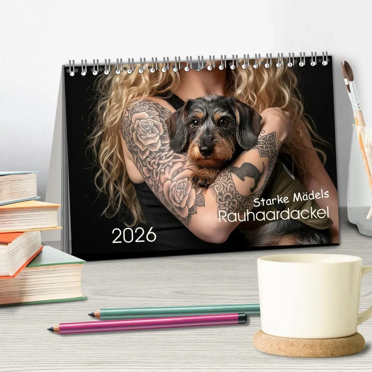 Bild: 9783516722260 | Starke Mädels - Rauhaardackel (Tischkalender 2026 DIN A5 quer),...
