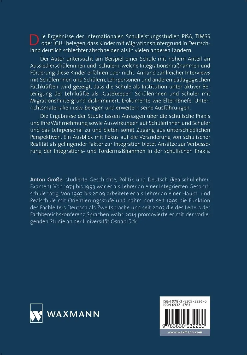 Rückseite: 9783830932260 | Vom Umgang mit Migration und Ungleichheit in der Institution Schule