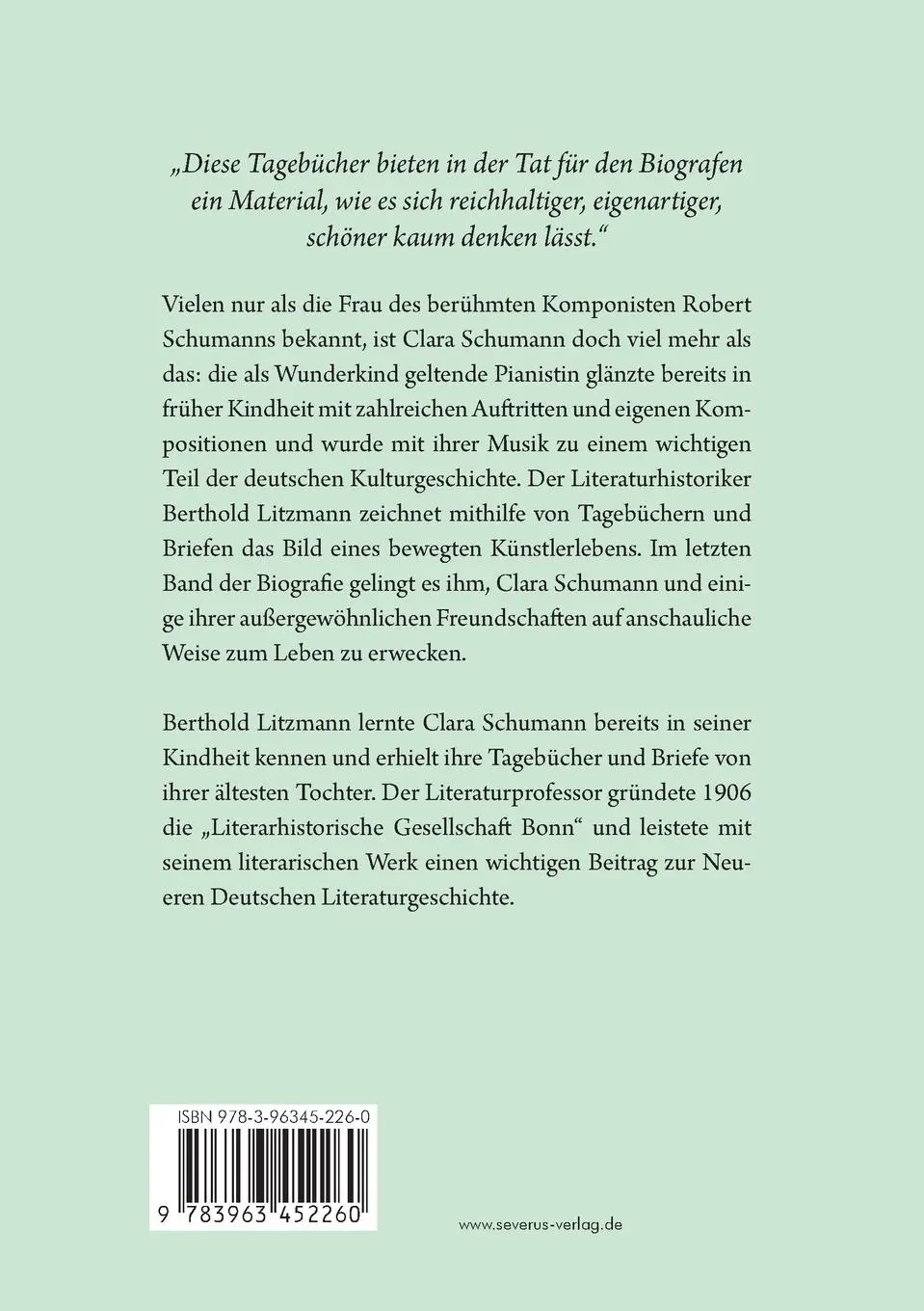 Rückseite: 9783963452260 | Clara Schumann. Ein Künstlerleben | Berthold Litzmann | Taschenbuch
