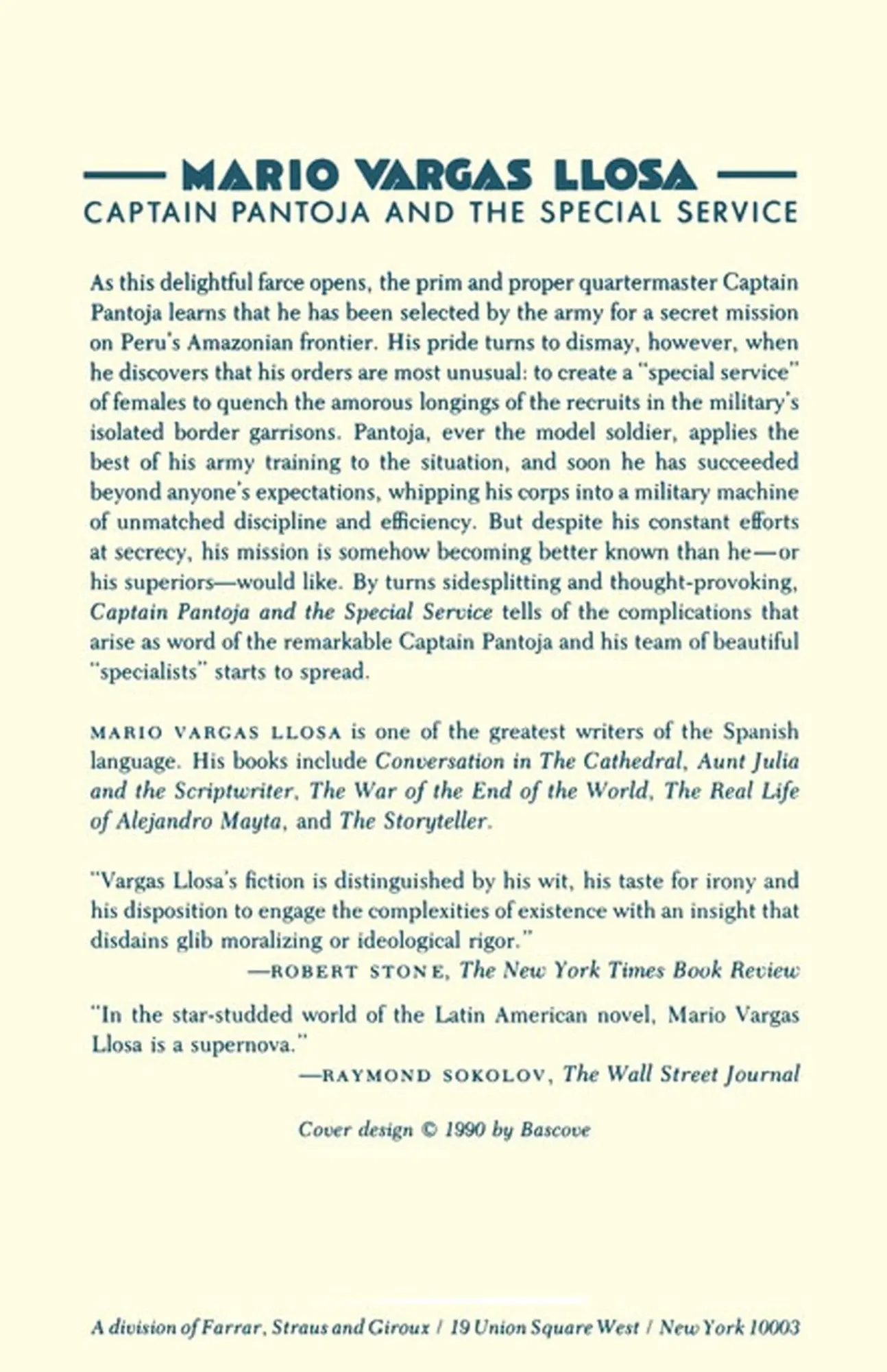 Rückseite: 9780374522360 | Captain Pantoja and the Special Ser | Mario Vargas Llosa (u. a.)