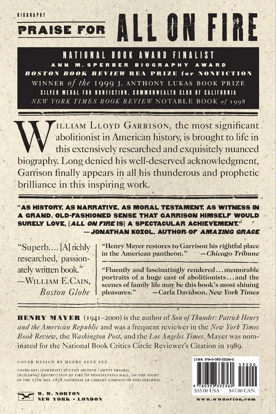Rückseite: 9780393332360 | All on Fire | William Lloyd Garrison and the Abolition of Slavery