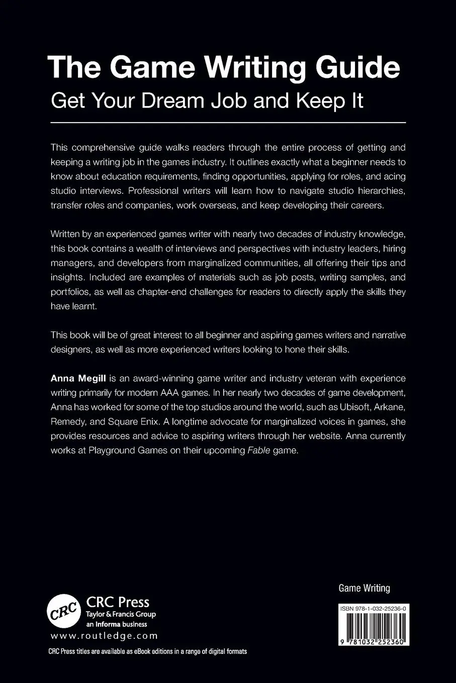 Rückseite: 9781032252360 | The Game Writing Guide | Get Your Dream Job and Keep It | Anna Megill