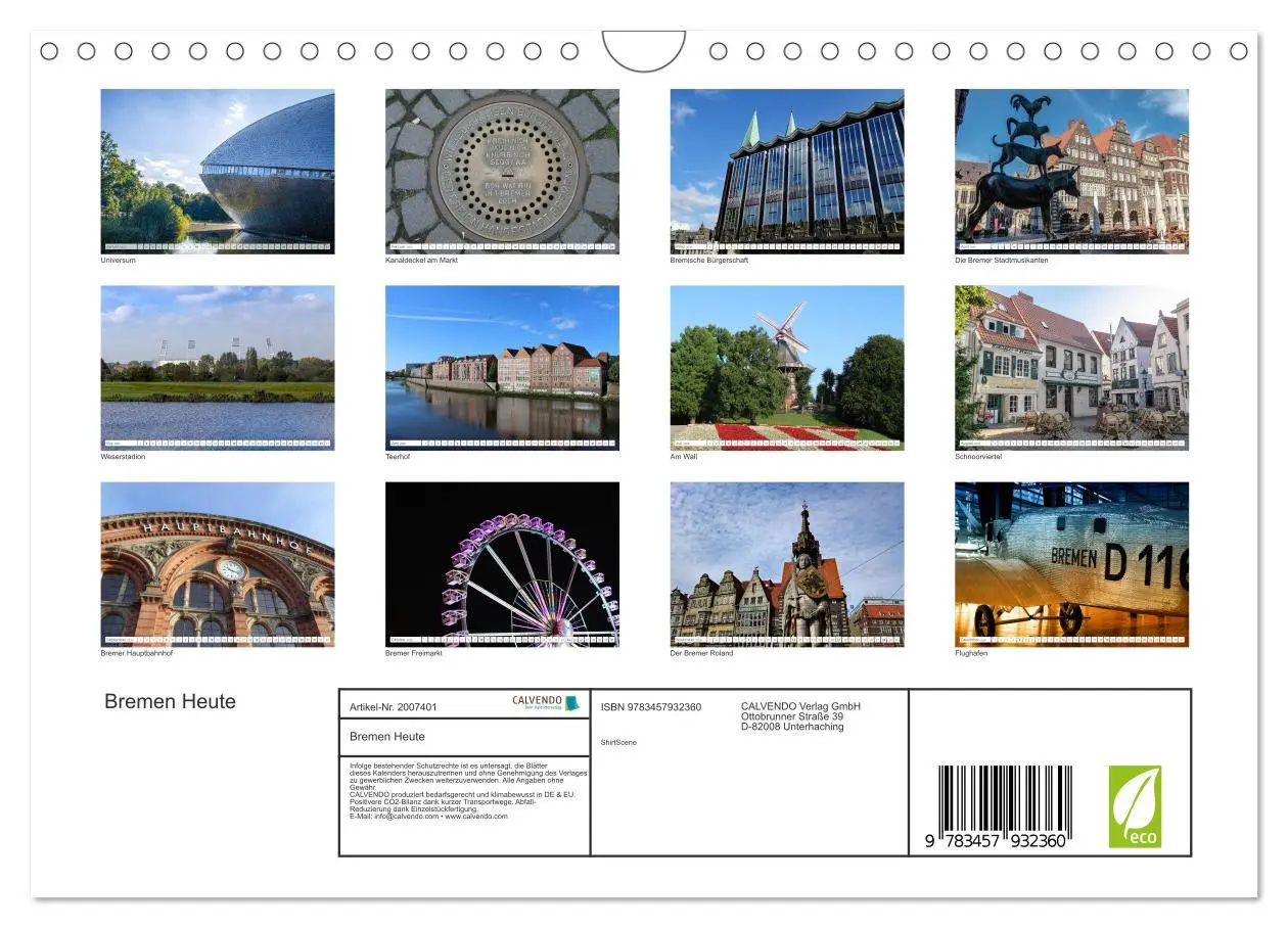 Bild: 9783457932360 | Bremen Heute (Wandkalender 2026 DIN A4 quer), CALVENDO Monatskalender