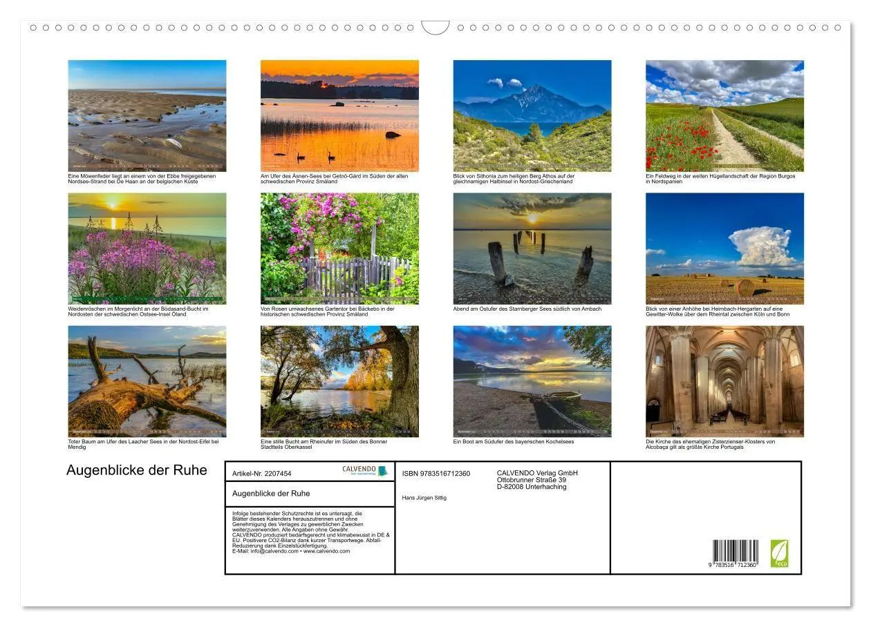 Bild: 9783516712360 | Augenblicke der Ruhe (Wandkalender 2026 DIN A2 quer), CALVENDO...