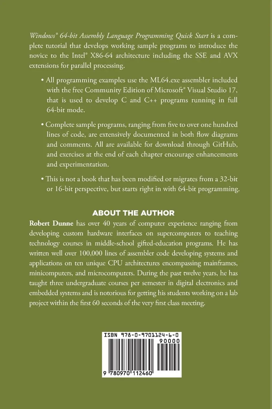 Rückseite: 9780970112460 | Windows® 64-bit Assembly Language Programming Quick Start | Dunne