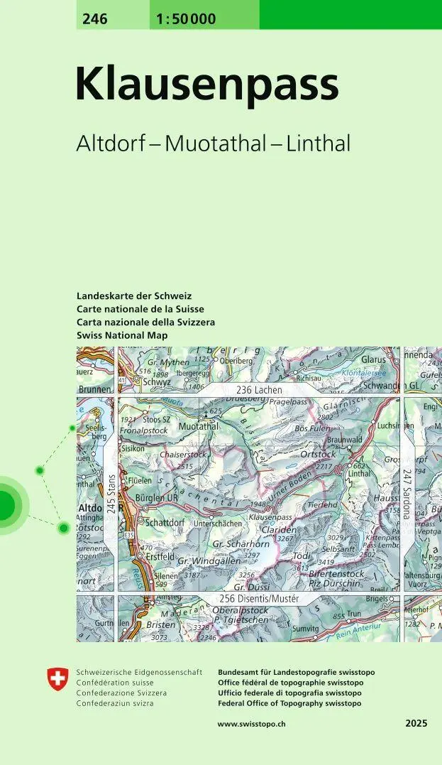 Cover: 9783302002460 | 246 Klausenpass | Altdorf - Muotathal - Linthal | swisstopo | Deutsch