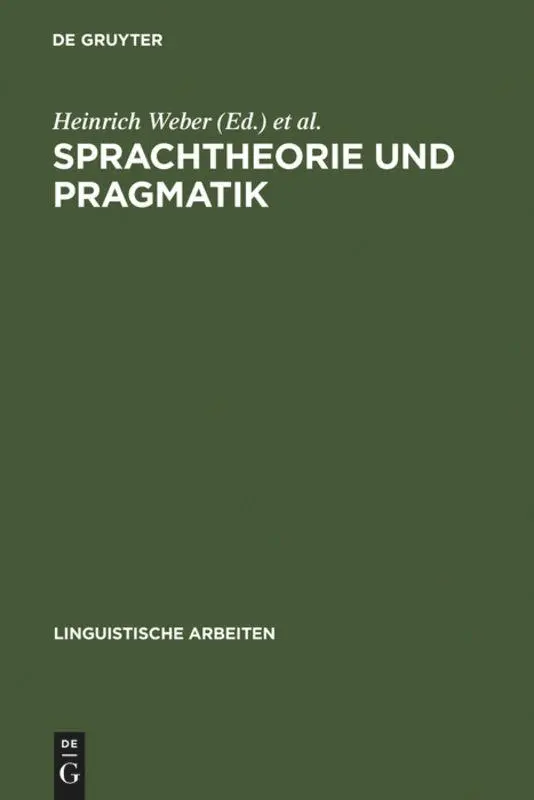 Cover: 9783484102460 | Sprachtheorie und Pragmatik | Harald Weydt (u. a.) | Buch | Deutsch