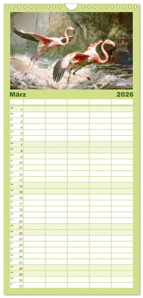Bild: 9783516492460 | Familienplaner 2026 - Ein Herz für Flamingos mit 5 Spalten...