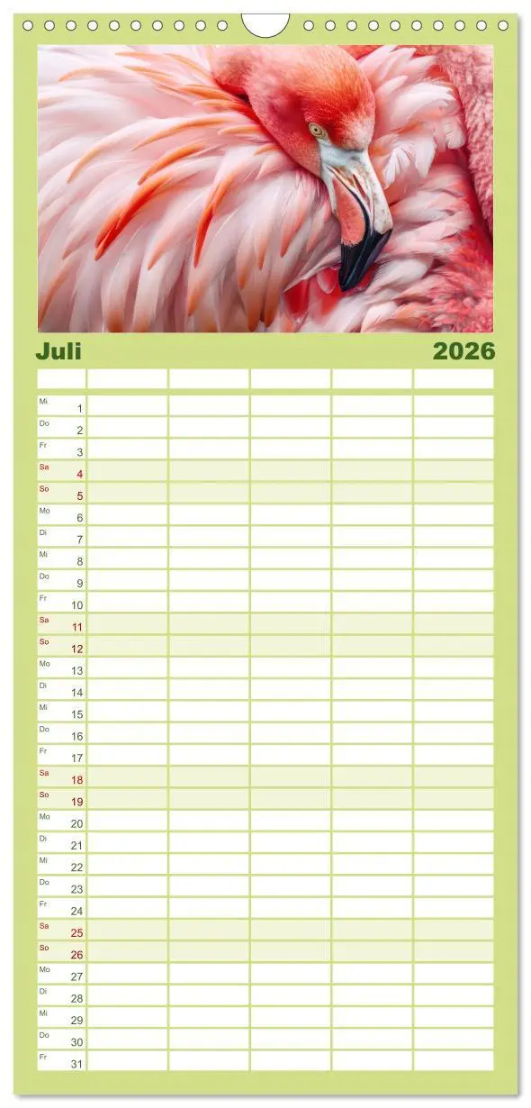 Bild: 9783516492460 | Familienplaner 2026 - Ein Herz für Flamingos mit 5 Spalten...