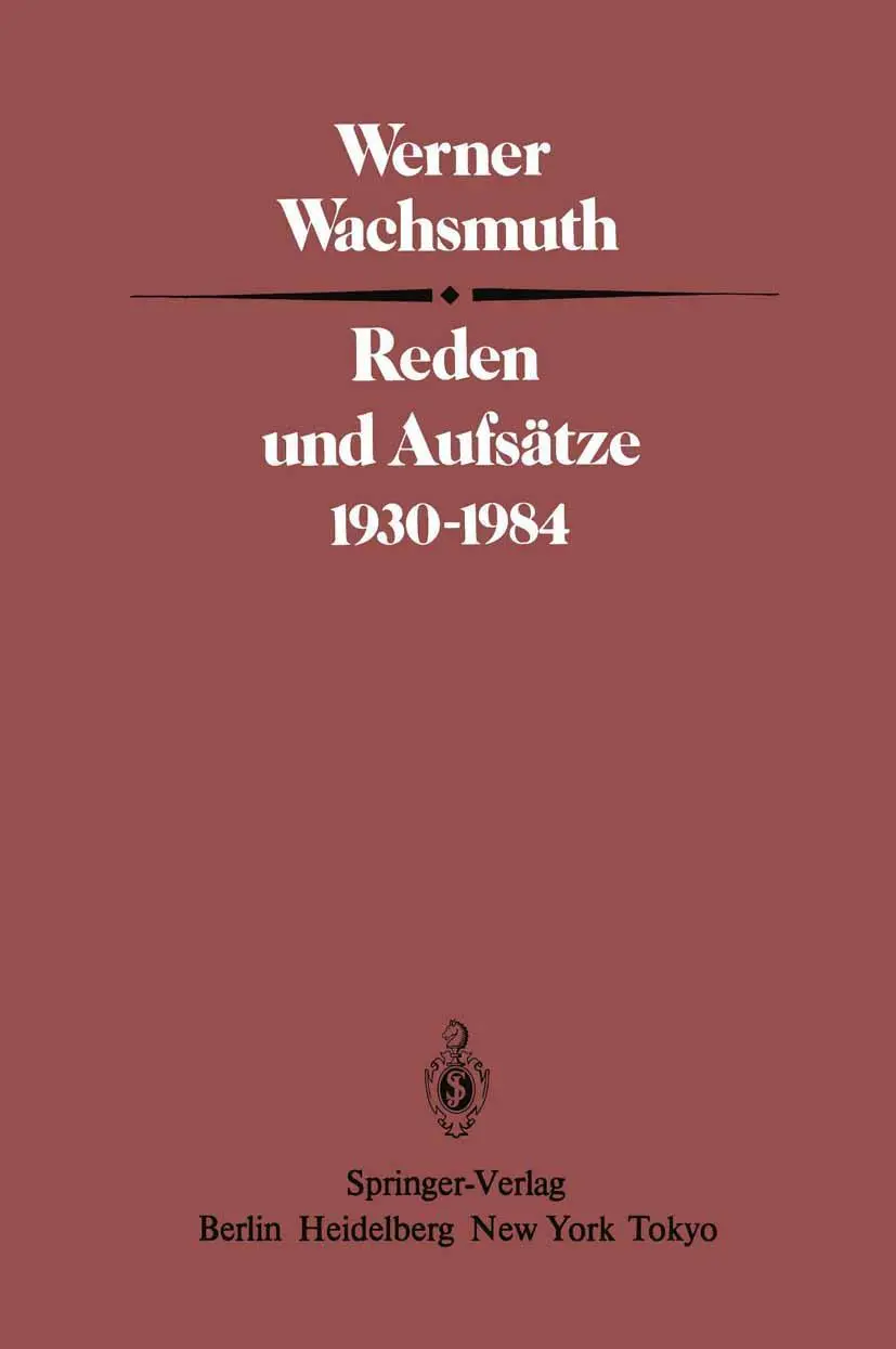 Cover: 9783540152460 | Reden und Aufsätze 1930-1984 | W. Wachsmuth | Taschenbuch | viii