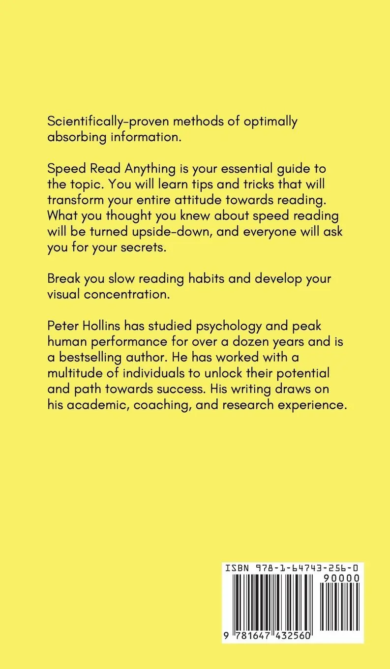 Rückseite: 9781647432560 | Speed Read Anything | Peter Hollins | Buch | Englisch | 2021