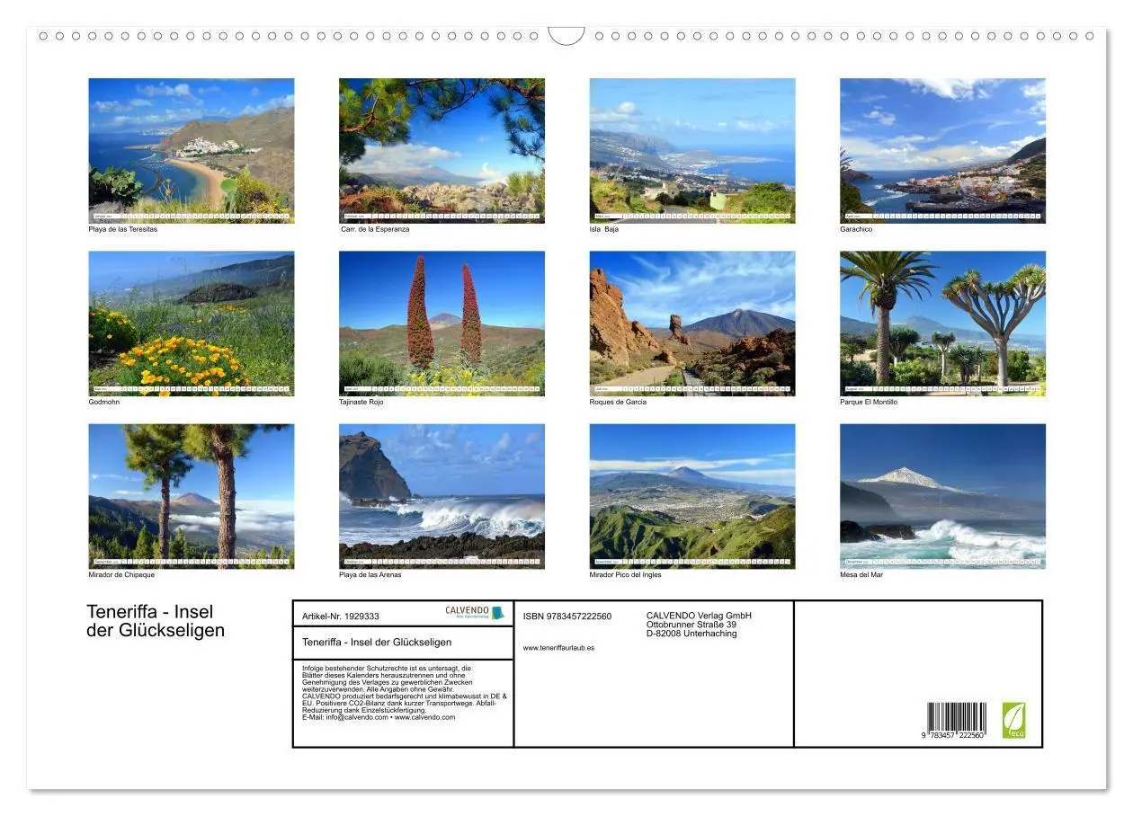 Bild: 9783457222560 | Teneriffa - Insel der Glückseligen (Wandkalender 2025 DIN A2 quer),...