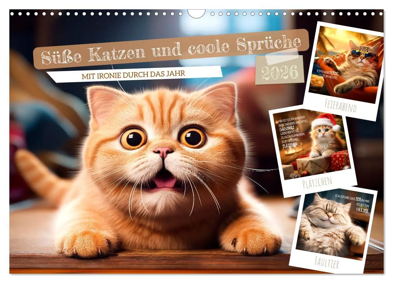 Cover: 9783457462560 | Süße Katzen und coole Sprüche (Wandkalender 2026 DIN A3 quer),...
