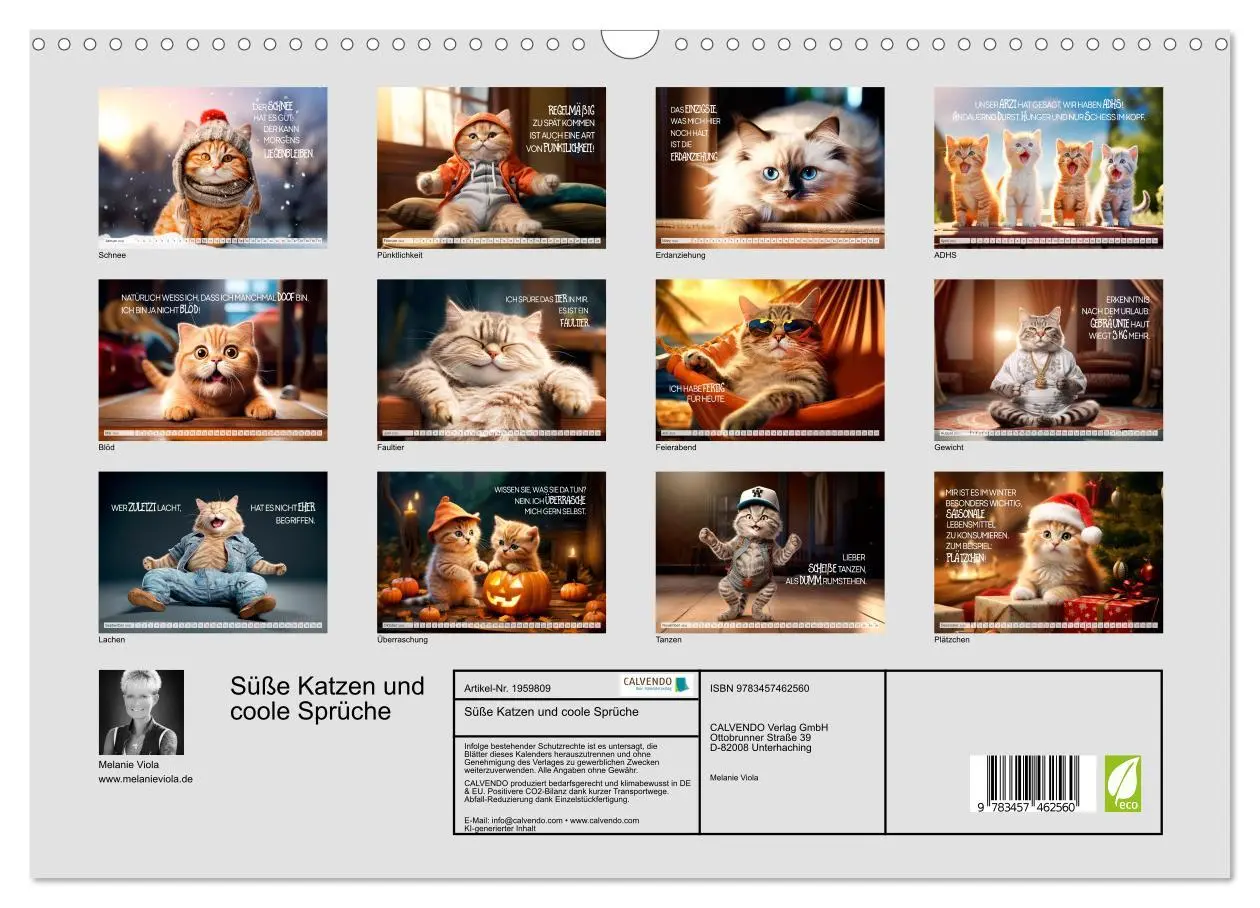 Bild: 9783457462560 | Süße Katzen und coole Sprüche (Wandkalender 2026 DIN A3 quer),...
