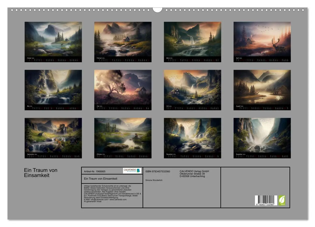 Bild: 9783457532560 | Ein Traum von Einsamkeit (Wandkalender 2026 DIN A2 quer), CALVENDO...
