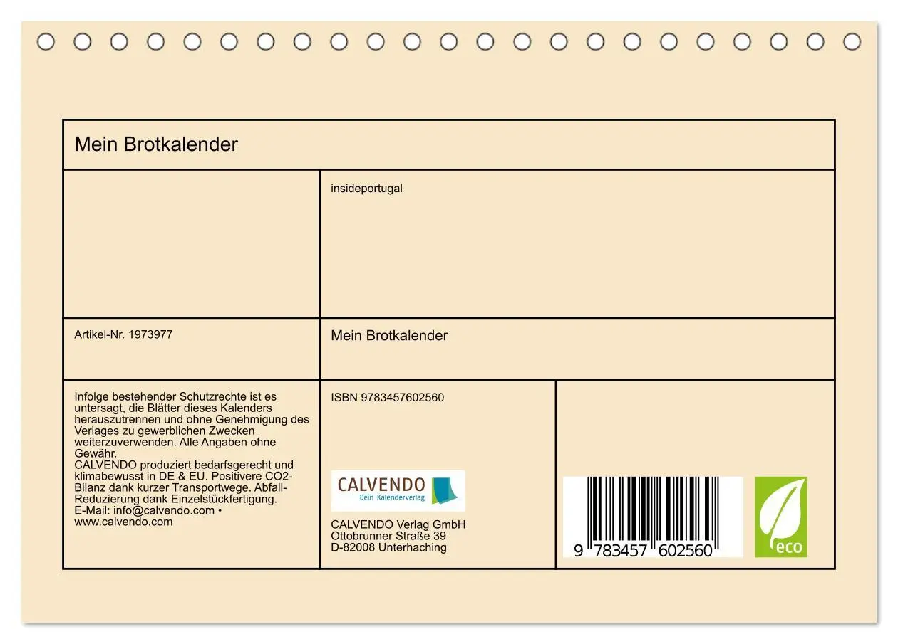 Bild: 9783457602560 | Mein Brotkalender (Tischkalender 2026 DIN A5 quer), CALVENDO...