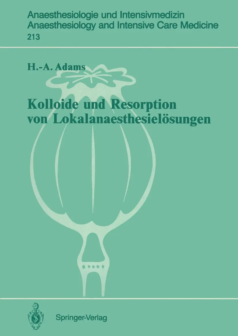 Cover: 9783540522560 | Kolloide und Resorption von Lokalanaesthesielösungen | Adams | Buch
