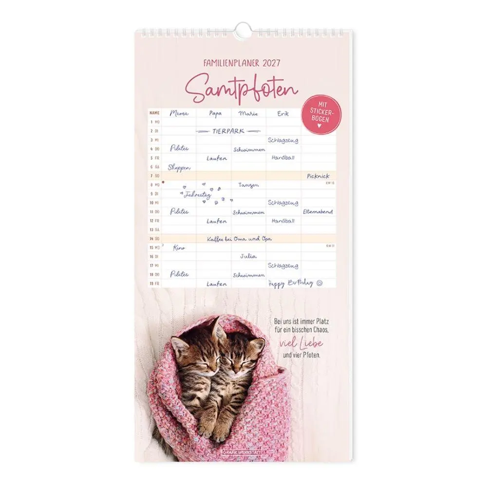 Cover: 9783986362560 | Familienplaner 2027 Samtpfoten | Familienplaner | Original | Kalender