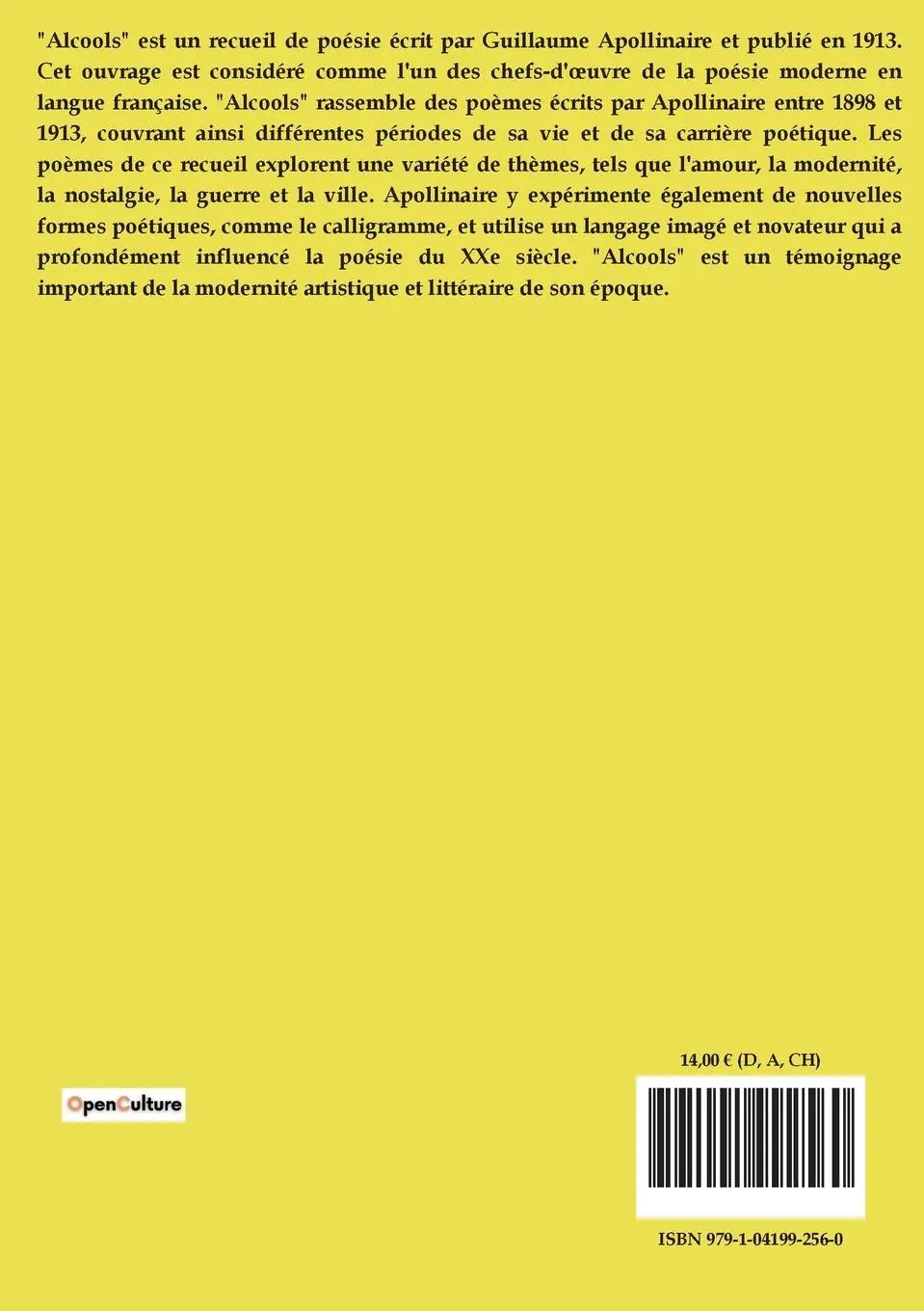 Rückseite: 9791041992560 | Alcools | Guillaume Apollinaire | Taschenbuch | Französisch | 2024