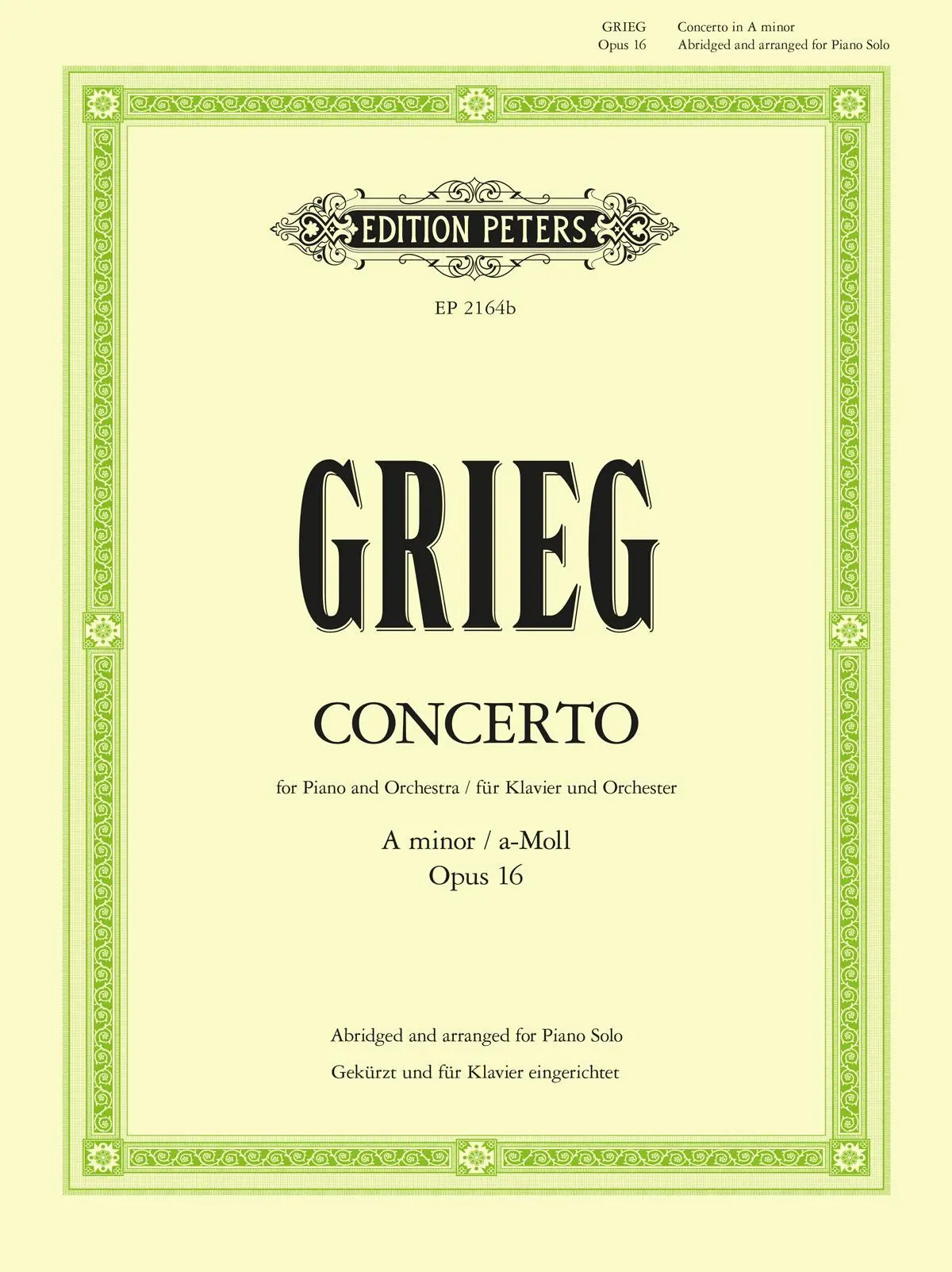 Cover: 9790577082660 | Piano Concerto in a Minor Op. 16 (Arranged for Piano Solo) | Grieg