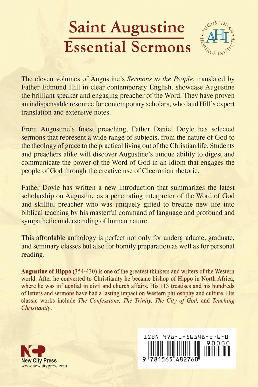 Rückseite: 9781565482760 | Essential Sermons | Saint Augustine of Hippo | Taschenbuch | Paperback
