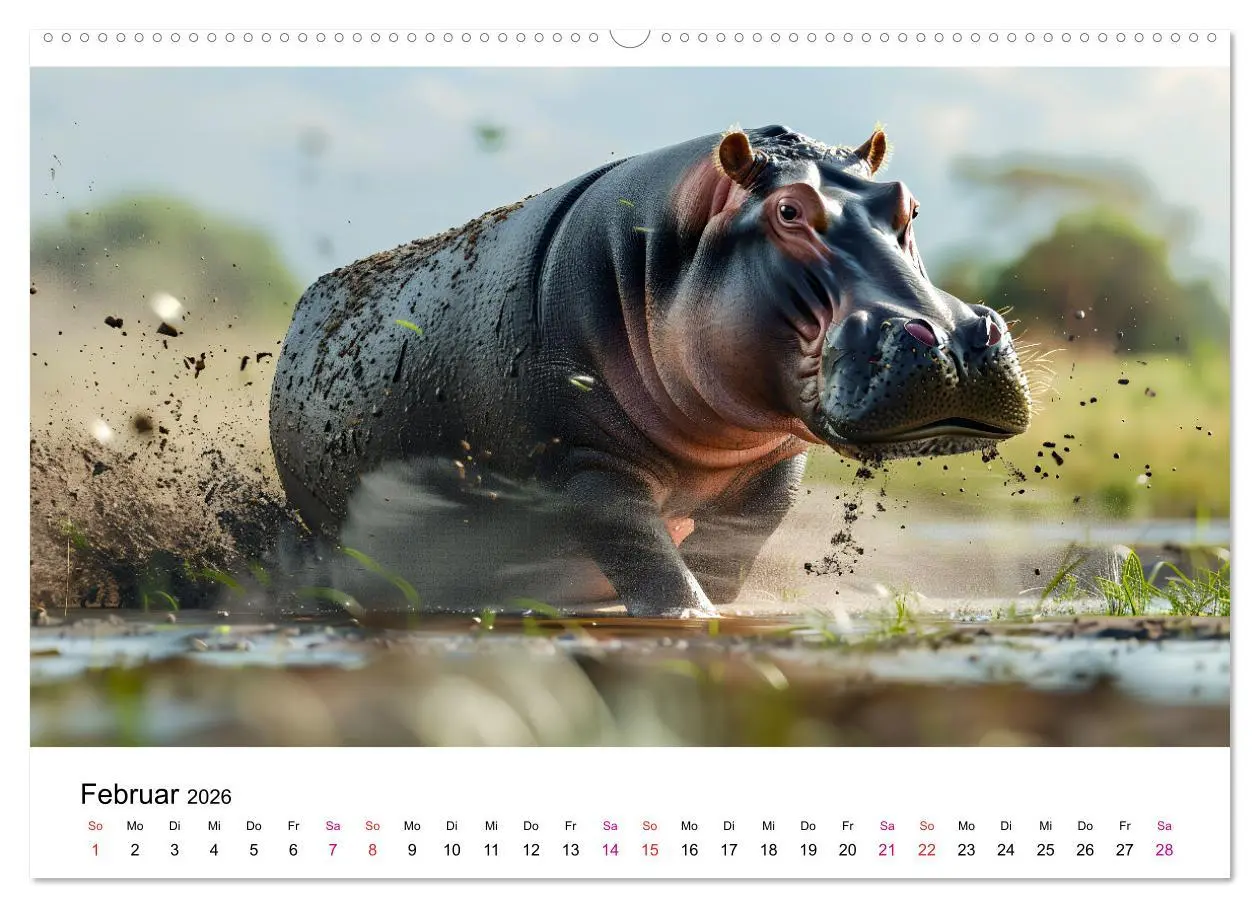Bild: 9783457372760 | Flusspferde - Hippopotamus amphibius (Wandkalender 2026 DIN A2...