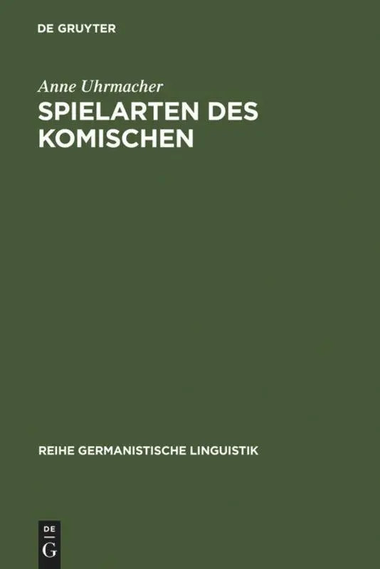 Cover: 9783484312760 | Spielarten des Komischen | Ernst Jandl und die Sprache | Uhrmacher