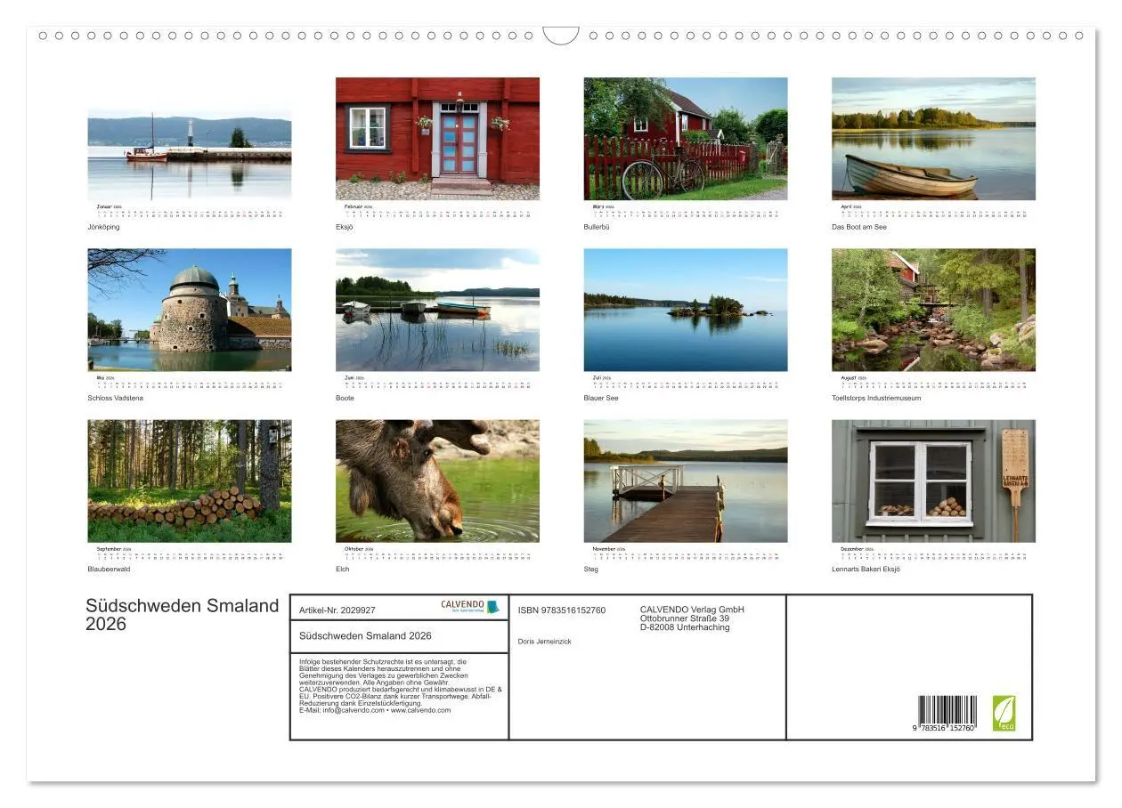 Bild: 9783516152760 | Südschweden Smaland 2026 (Wandkalender 2026 DIN A2 quer), CALVENDO...