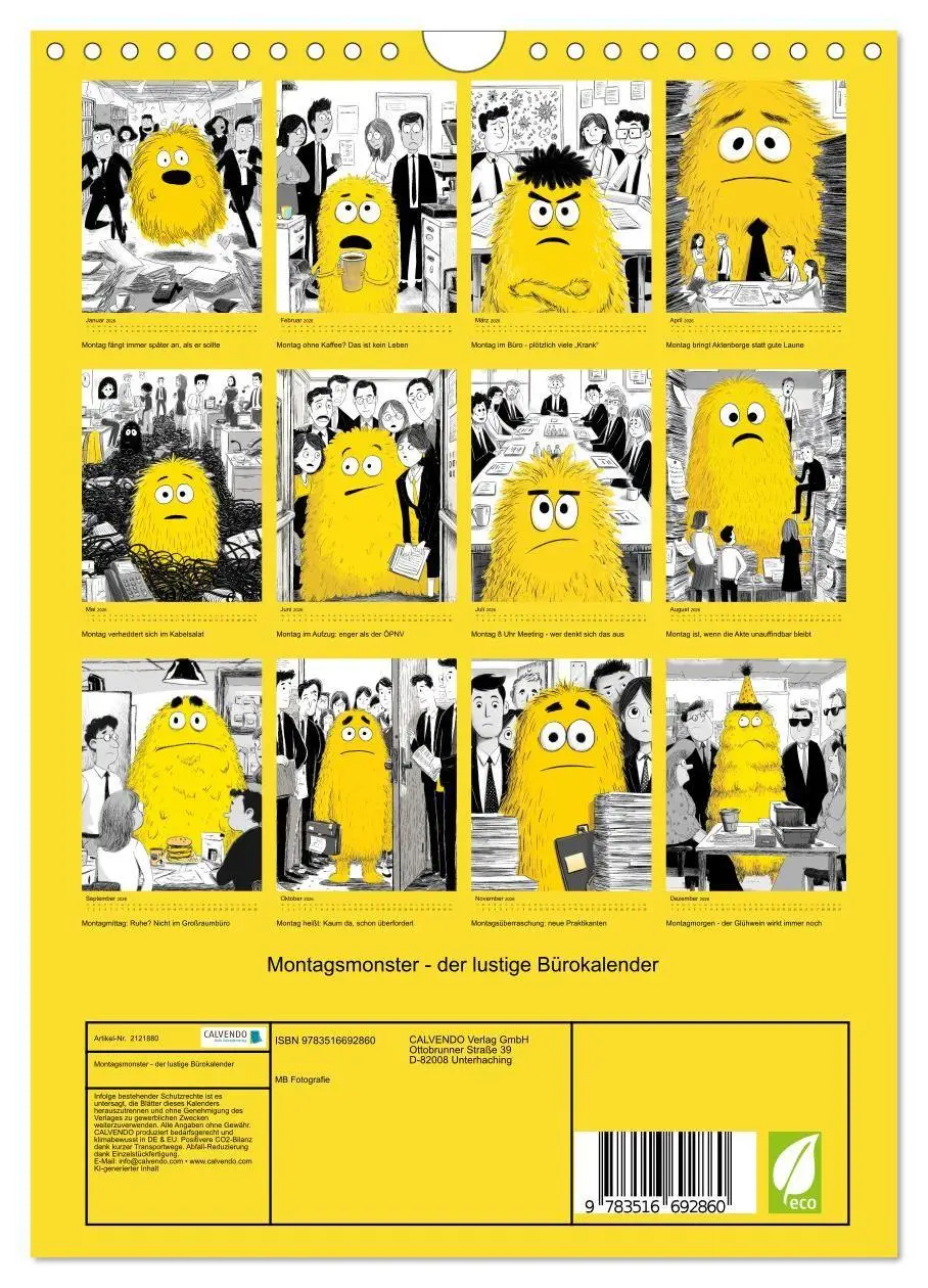 Bild: 9783516692860 | Montagsmonster - der lustige Bürokalender (Wandkalender 2026 DIN A4...
