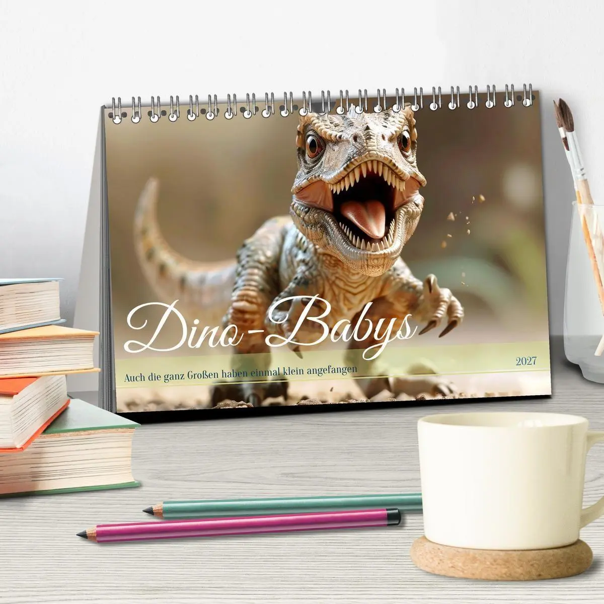 Bild: 9783569162860 | Dino-Babys (Tischkalender 2027 DIN A5 quer), CALVENDO Monatskalender