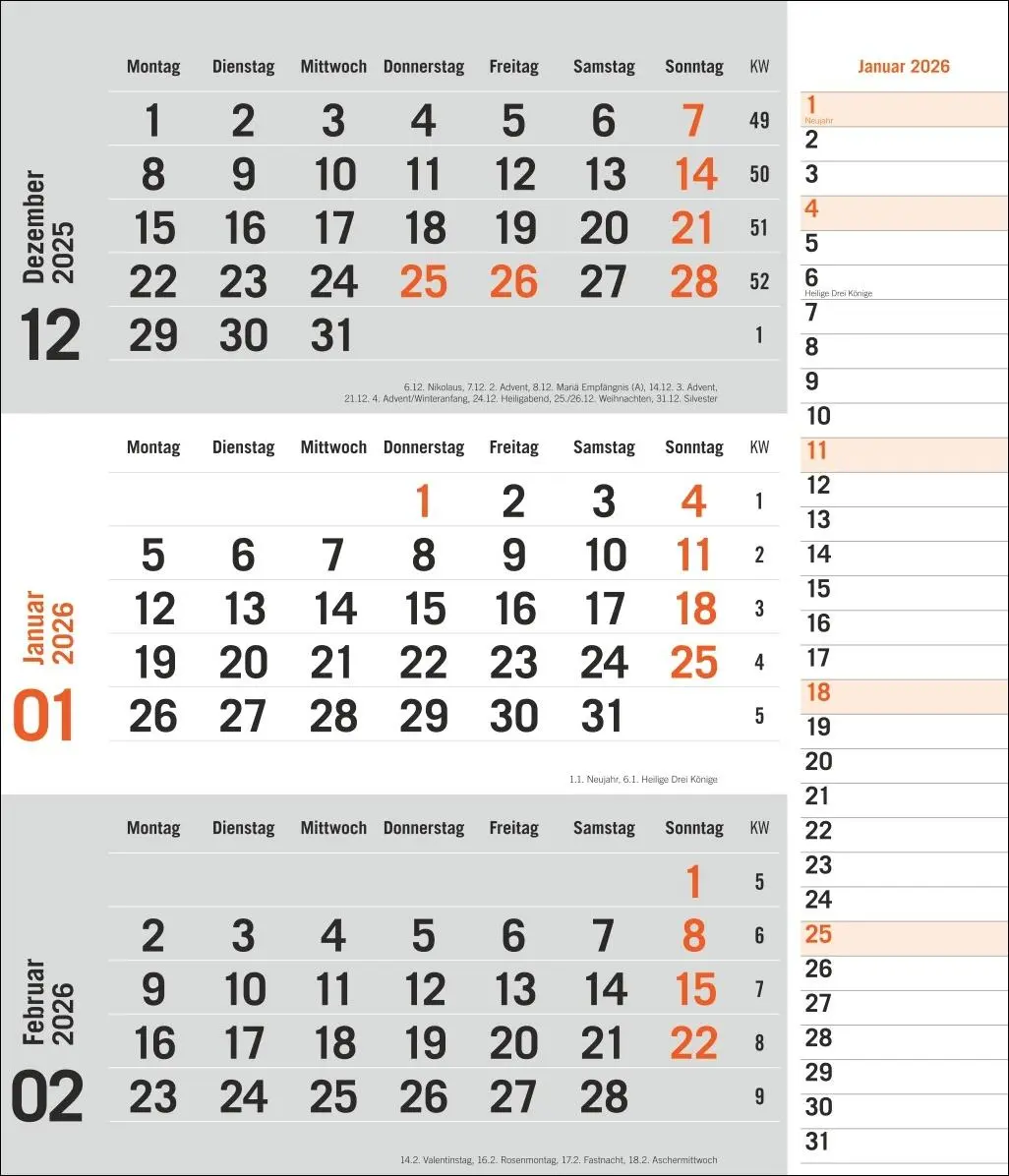 Cover: 9783756412860 | times&amp;more 3-Monatsplaner, orange 2026 | Heye | Kalender | 12 S.