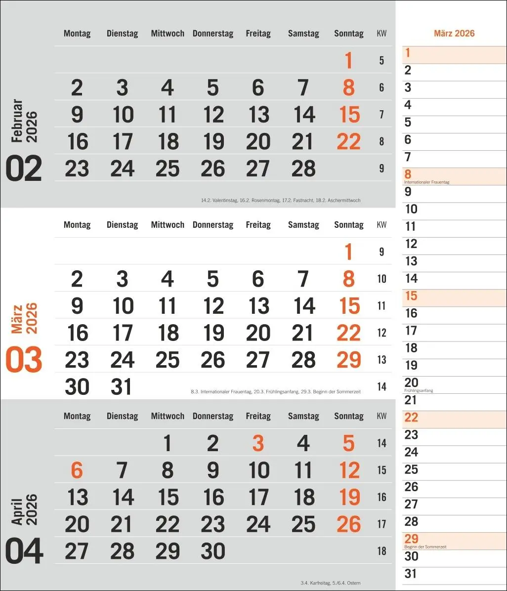 Bild: 9783756412860 | times&amp;more 3-Monatsplaner, orange 2026 | Heye | Kalender | 12 S.