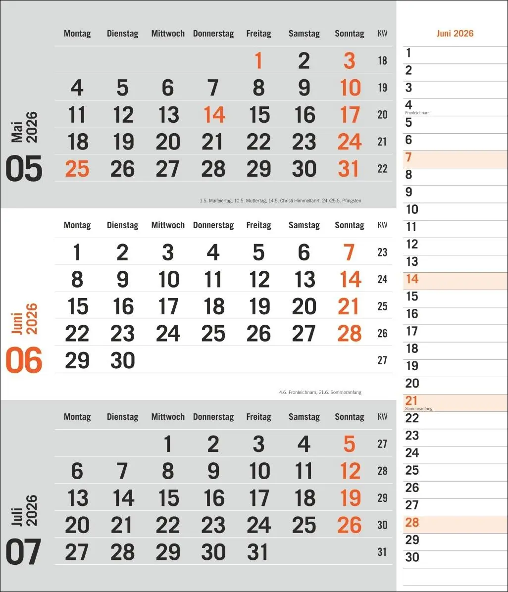 Bild: 9783756412860 | times&amp;more 3-Monatsplaner, orange 2026 | Heye | Kalender | 12 S.