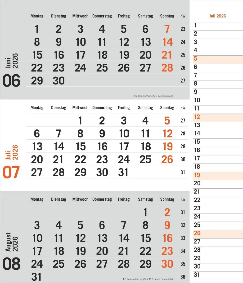 Bild: 9783756412860 | times&amp;more 3-Monatsplaner, orange 2026 | Heye | Kalender | 12 S.