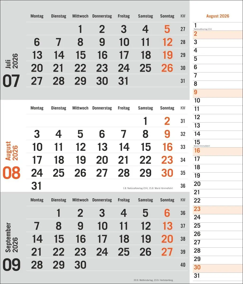 Bild: 9783756412860 | times&amp;more 3-Monatsplaner, orange 2026 | Heye | Kalender | 12 S.