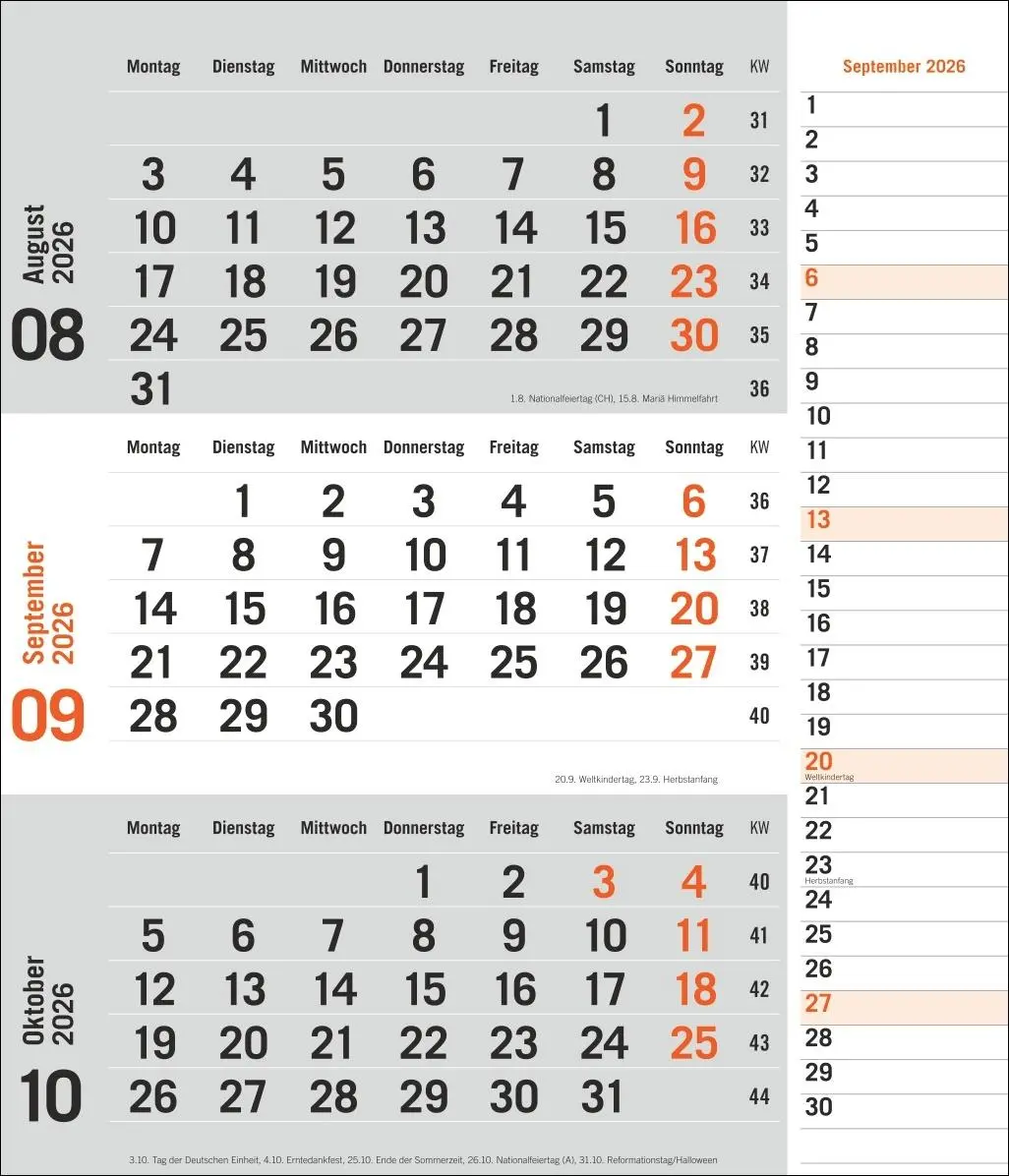 Bild: 9783756412860 | times&amp;more 3-Monatsplaner, orange 2026 | Heye | Kalender | 12 S.