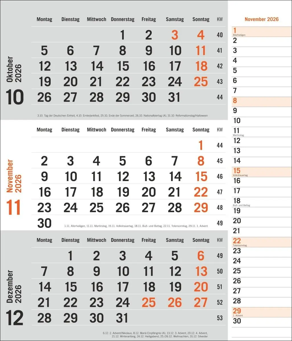 Bild: 9783756412860 | times&amp;more 3-Monatsplaner, orange 2026 | Heye | Kalender | 12 S.