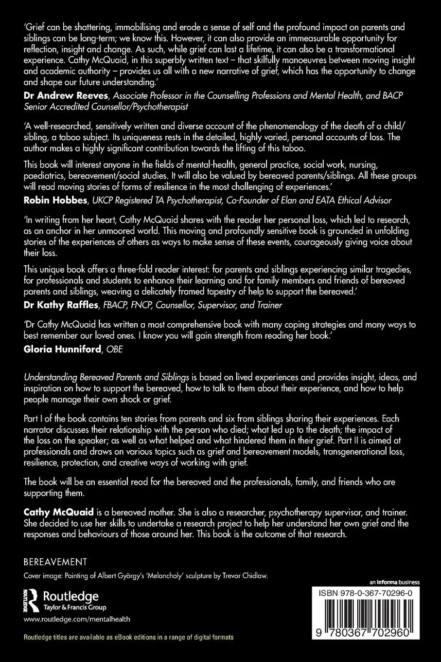 Rückseite: 9780367702960 | Understanding Bereaved Parents and Siblings | Cathy Mcquaid | Buch