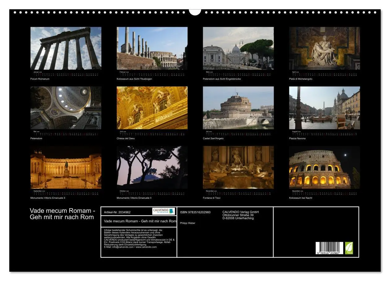 Bild: 9783516202960 | Vade mecum Romam - Geh mit mir nach Rom (Wandkalender 2026 DIN A2...